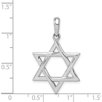 14K White Gold Star of David Pendant with Rhodium Plating by Oro Pregiato