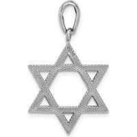 14K White Gold Star of David Pendant with Rhodium Plating by Oro Pregiato