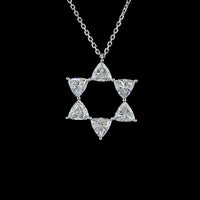 14K White Gold Star of David Pendant with Triangle-Cut Lab Diamonds - 1.89 Carat Total Weight - Covaloro Fine Jewelry