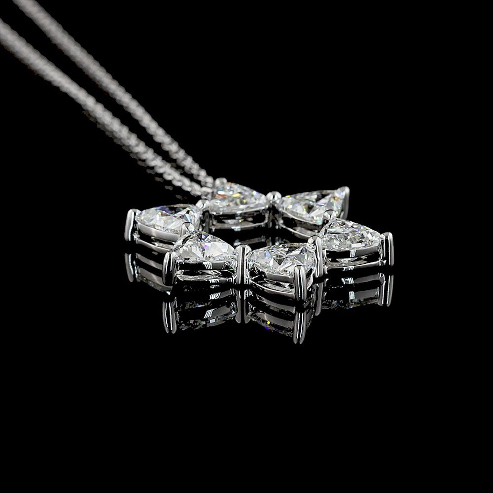 14K White Gold Star of David Pendant with Triangle-Cut Lab Diamonds - 1.89 Carat Total Weight - Covaloro Fine Jewelry