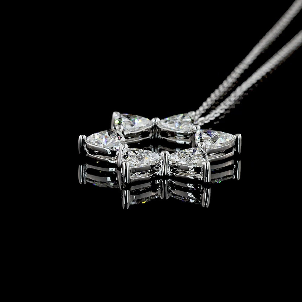 14K White Gold Star of David Pendant with Triangle-Cut Lab Diamonds - 1.89 Carat Total Weight - Covaloro Fine Jewelry
