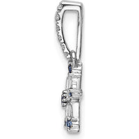 14K White Gold Star Pendant with Round Blue Sapphires and Baguette Diamonds - 0.06 Carat Total Diamond Weight, 0.02 Carat Total Sapphire Weight by Oro Pregiato