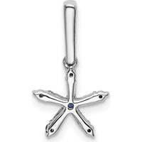 14K White Gold Star Pendant with Round Blue Sapphires and Baguette Diamonds - 0.06 Carat Total Diamond Weight, 0.02 Carat Total Sapphire Weight by Oro Pregiato