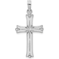 14K White Gold Starburst Cross Pendant with Rhodium Plating - 25mm Length by Oro Pregiato