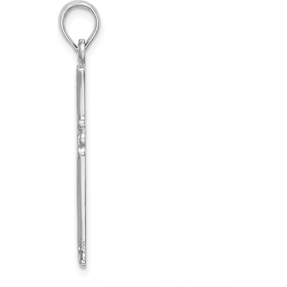 14K White Gold Starburst Cross Pendant with Rhodium Plating - 25mm Length by Oro Pregiato