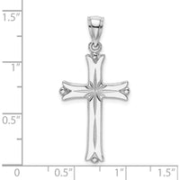 14K White Gold Starburst Cross Pendant with Rhodium Plating - 25mm Length by Oro Pregiato