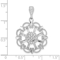 14K White Gold Starburst Heart Pendant with Diamond-Cut Beaded Detail by Oro Pregiato