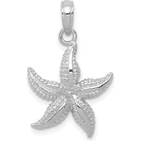 14K White Gold Starfish Pendant with Textured Detailing by Oro Pregiato