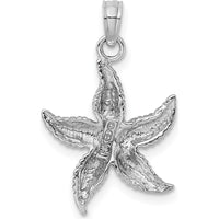 14K White Gold Starfish Pendant with Textured Detailing by Oro Pregiato