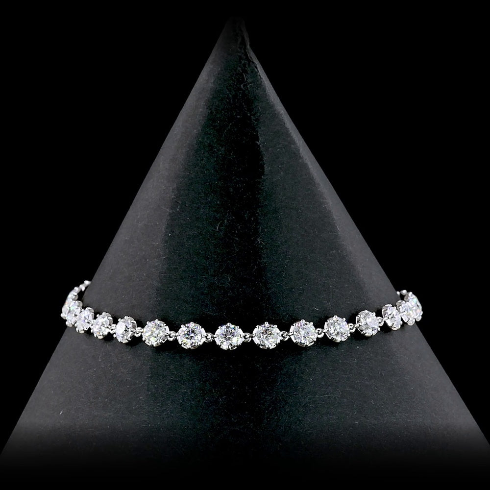 14K White Gold Station Bracelet with 29 Round Brilliant Cut Lab Diamonds - 4.30 Carat Total Diamond Weight, E-F Color VS Clarity - Covaloro Fine Jewelry