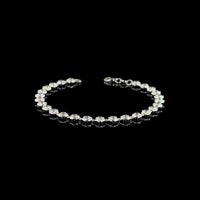 14K White Gold Station Bracelet with 5.51 Carat Round Brilliant Cut Lab Diamonds in Bezel-Prong Setting - E-F Color VS Clarity - Covaloro Fine Jewelry
