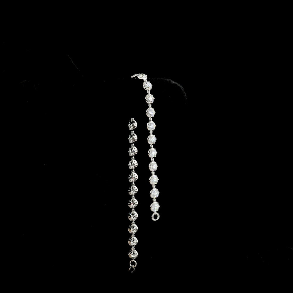 14K White Gold Station Bracelet with 5.51 Carat Round Brilliant Cut Lab Diamonds in Bezel-Prong Setting - E-F Color VS Clarity - Covaloro Fine Jewelry