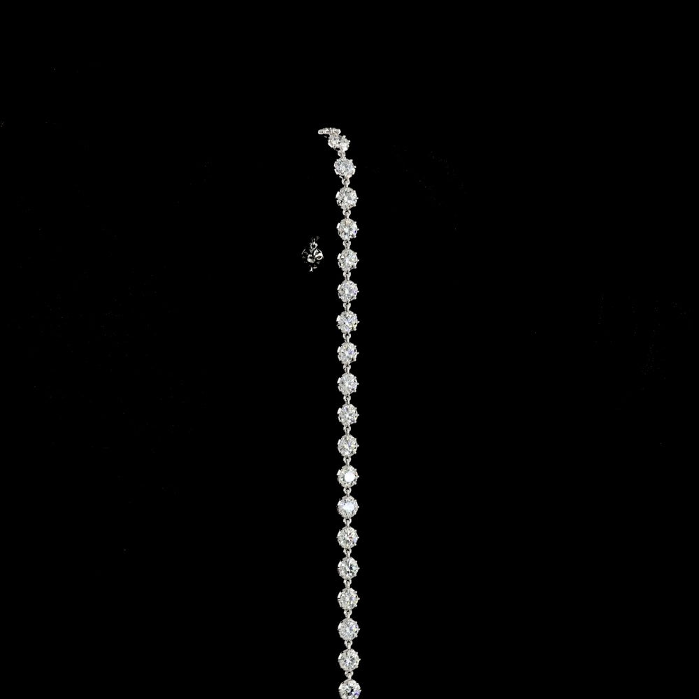 14K White Gold Station Bracelet with Bezel and Prong Set Round Lab Diamonds - 3.91 Carat Total Weight - Covaloro Fine Jewelry