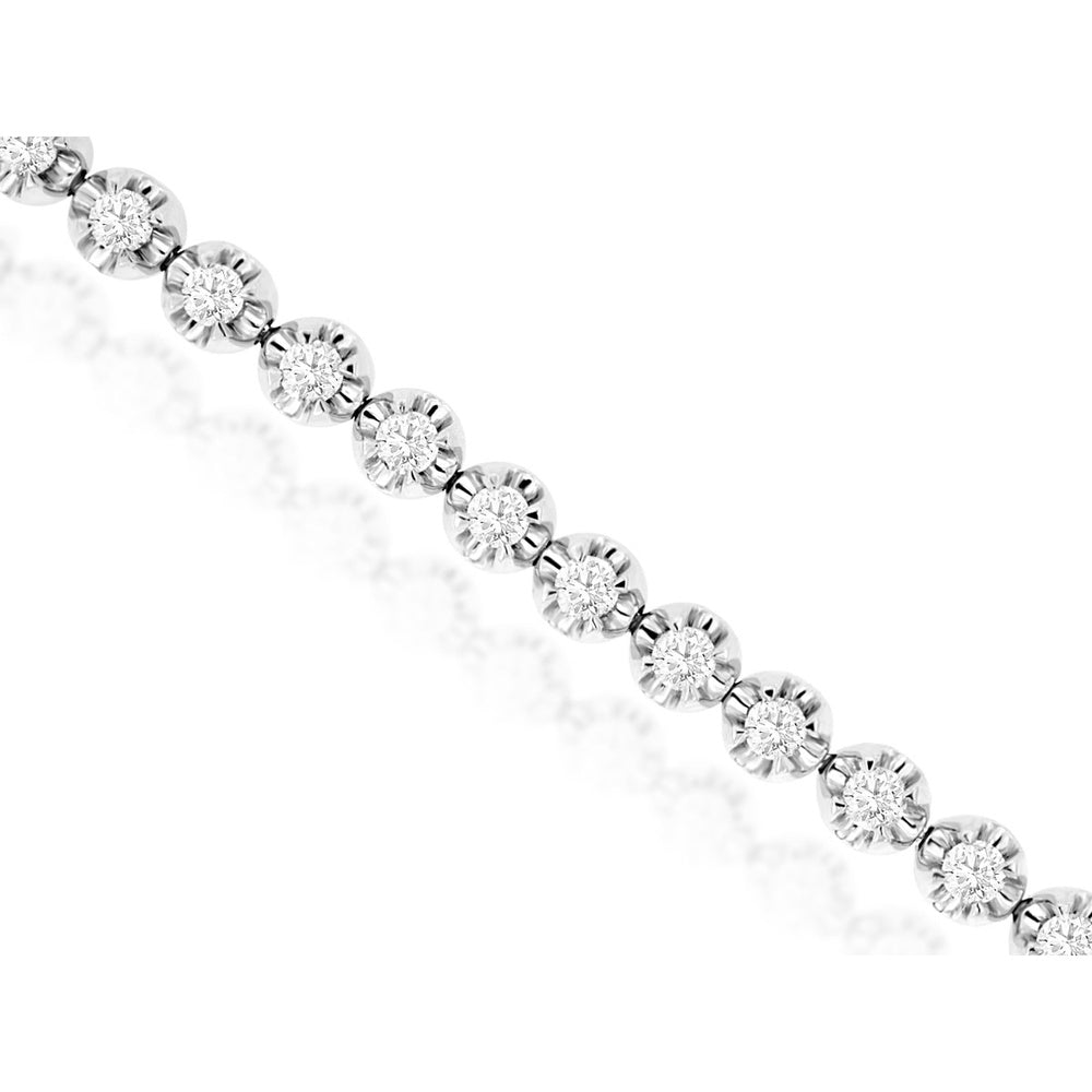 14K White Gold Station Bracelet with Bezel-Set Round Diamonds - 2.00 Carat Total Diamond Weight - Royal Jewelry