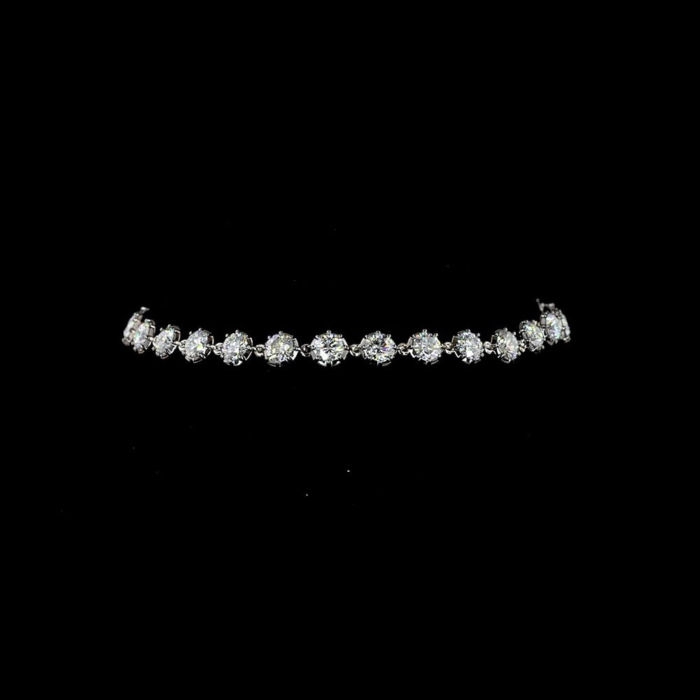 14K White Gold Station Bracelet with Brilliant Cut Round Lab Diamonds - 4.00 Carats Total Diamond Weight, E-F Color VS Clarity with Black Rhodium Accents - Covaloro Fine Jewelry