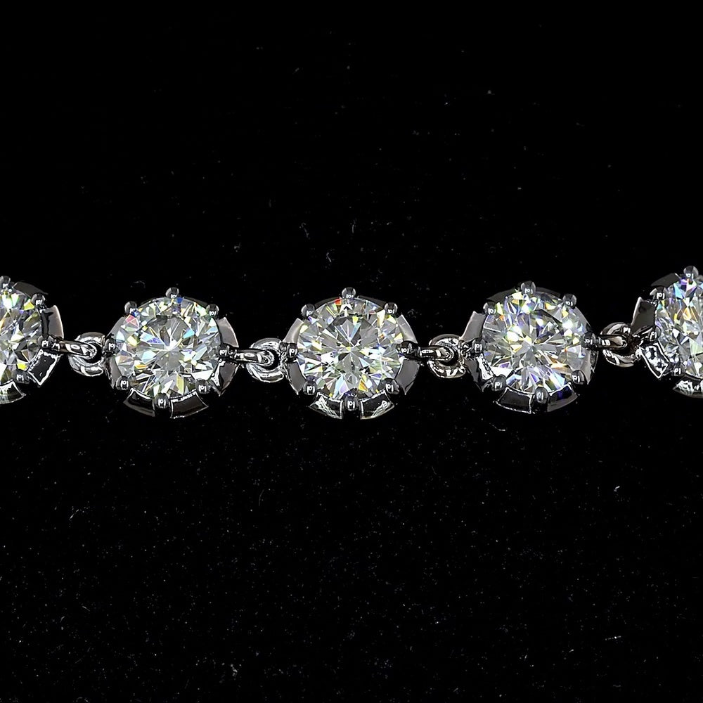 14K White Gold Station Bracelet with Brilliant Cut Round Lab Diamonds - 4.00 Carats Total Diamond Weight, E-F Color VS Clarity with Black Rhodium Accents - Covaloro Fine Jewelry