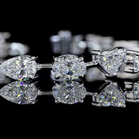 14K White Gold Station Bracelet with Mixed Heart, Pear, Radiant & Oval Lab Diamonds - 10.98 Carats Total Diamond Weight - Covaloro Fine Jewelry