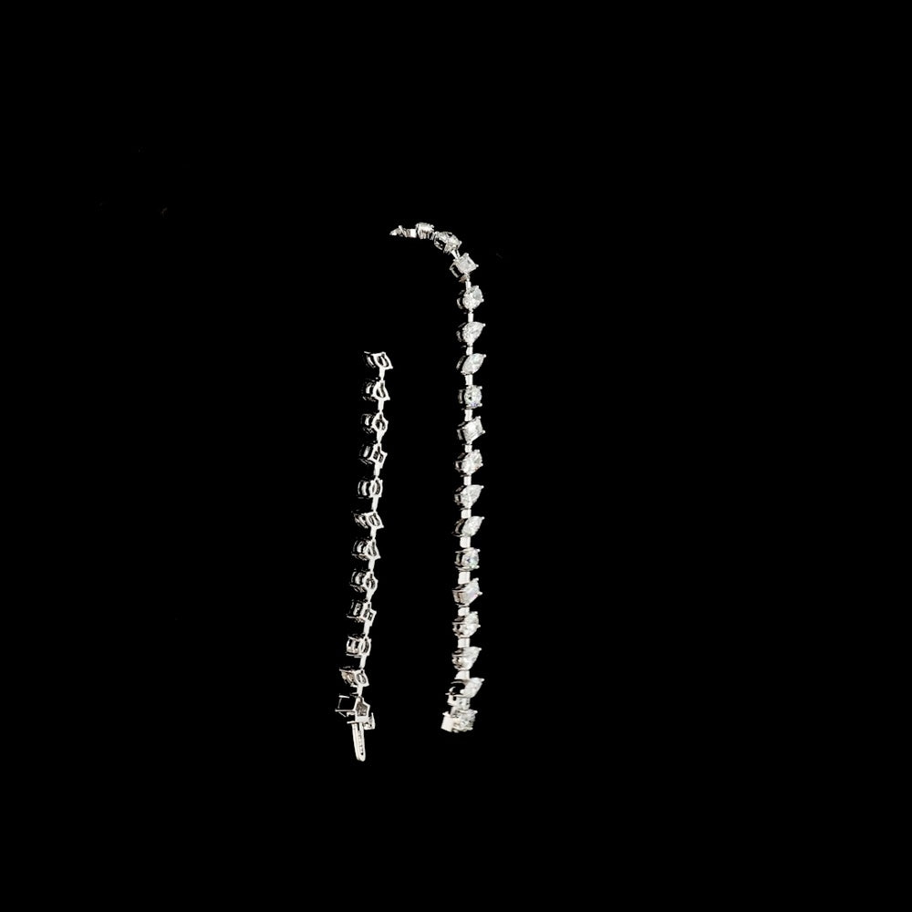 14K White Gold Station Bracelet with Mixed Shape Lab Diamonds - Emerald, Round, Oval & Pear Cuts - 7.24 Carat Total Weight - Covaloro Fine Jewelry