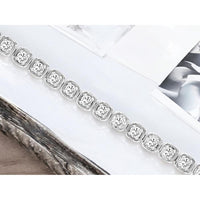 14K White Gold Station Bracelet with Round Diamonds in Geometric Settings - 2.00 Carat Total Diamond Weight - Royal Jewelry