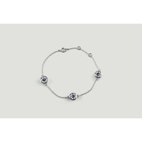 14K White Gold Station Bracelet with Three Bezel-Set Old European Cut Lab Diamonds - 3.18 Carat Total Diamond Weight, D Color VS1 Clarity - Covaloro Fine Jewelry