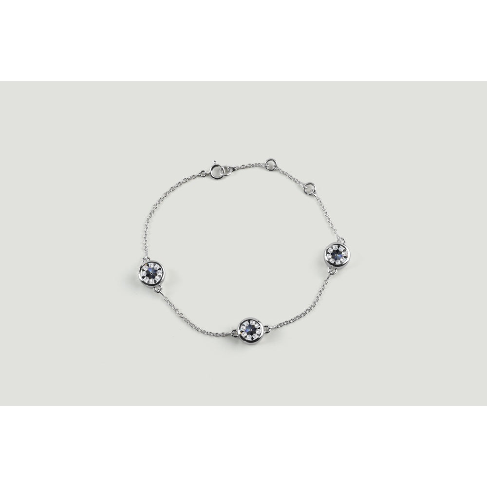 14K White Gold Station Bracelet with Three Bezel-Set Old European Cut Lab Diamonds - 3.18 Carat Total Diamond Weight, D Color VS1 Clarity - Covaloro Fine Jewelry