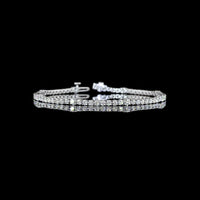 14K White Gold Station Line Tennis Bracelet with 70 Round Brilliant Cut Lab Diamonds - 3.81 Carats Total Diamond Weight - Covaloro Fine Jewelry