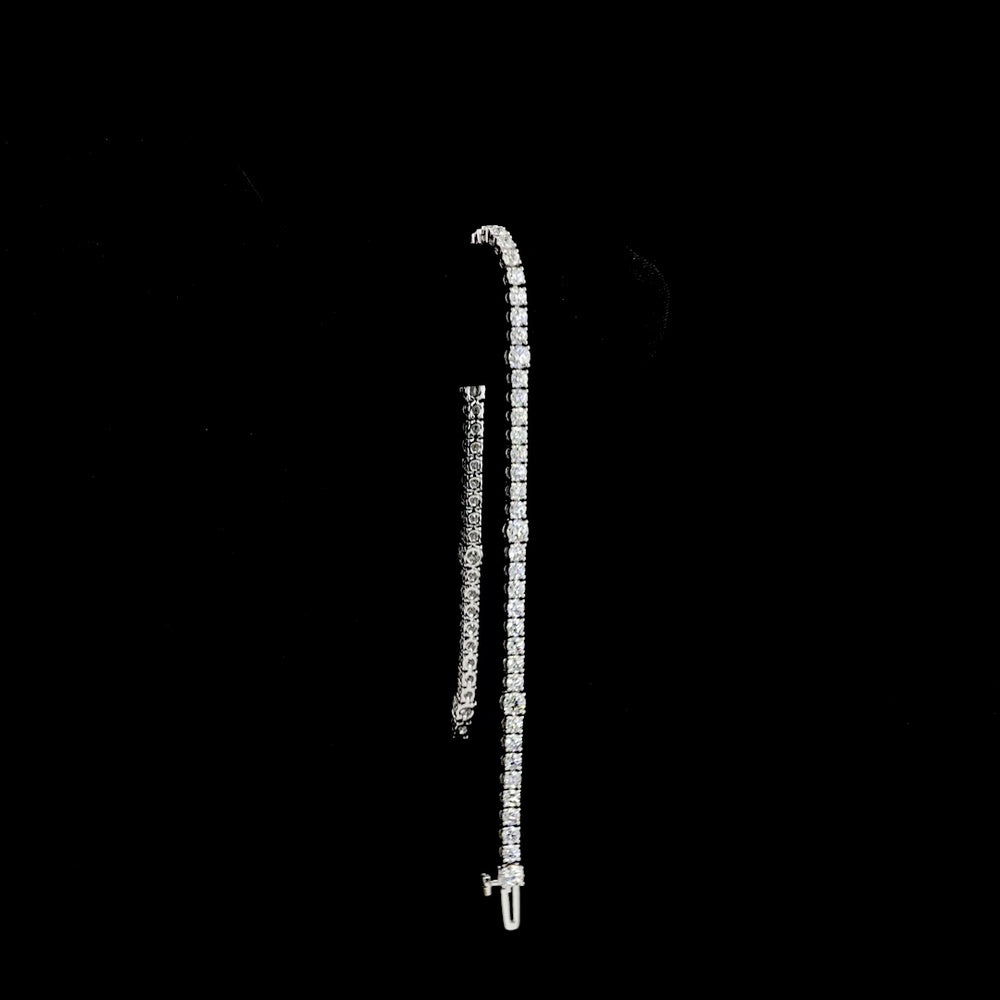 14K White Gold Station Line Tennis Bracelet with 70 Round Brilliant Cut Lab Diamonds - 3.81 Carats Total Diamond Weight - Covaloro Fine Jewelry