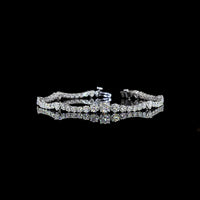 14K White Gold Station Line Tennis Bracelet with Alternating Round and Heart Shaped Lab Diamonds - 5.88 Carats Total Diamond Weight - Covaloro Fine Jewelry