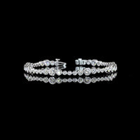 14K White Gold Station Line Tennis Bracelet with Bezel Set Round Lab Diamonds - 4.17 Carats Total Diamond Weight - Covaloro Fine Jewelry