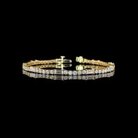 14K White Gold Station Line Tennis Bracelet with East-West Baguette & Round Brilliant Lab Diamonds - 4.98 Carats Total Diamond Weight - Covaloro Fine Jewelry