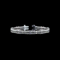 14K White Gold Station Line Tennis Bracelet with East-West Baguette and Round Lab Diamonds - 4.23 Carats Total Diamond Weight - Covaloro Fine Jewelry