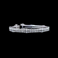 14K White Gold Station Line Tennis Bracelet with Round Brilliant Cut Lab Diamonds - 3.76 Carat Total Diamond Weight - Covaloro Fine Jewelry