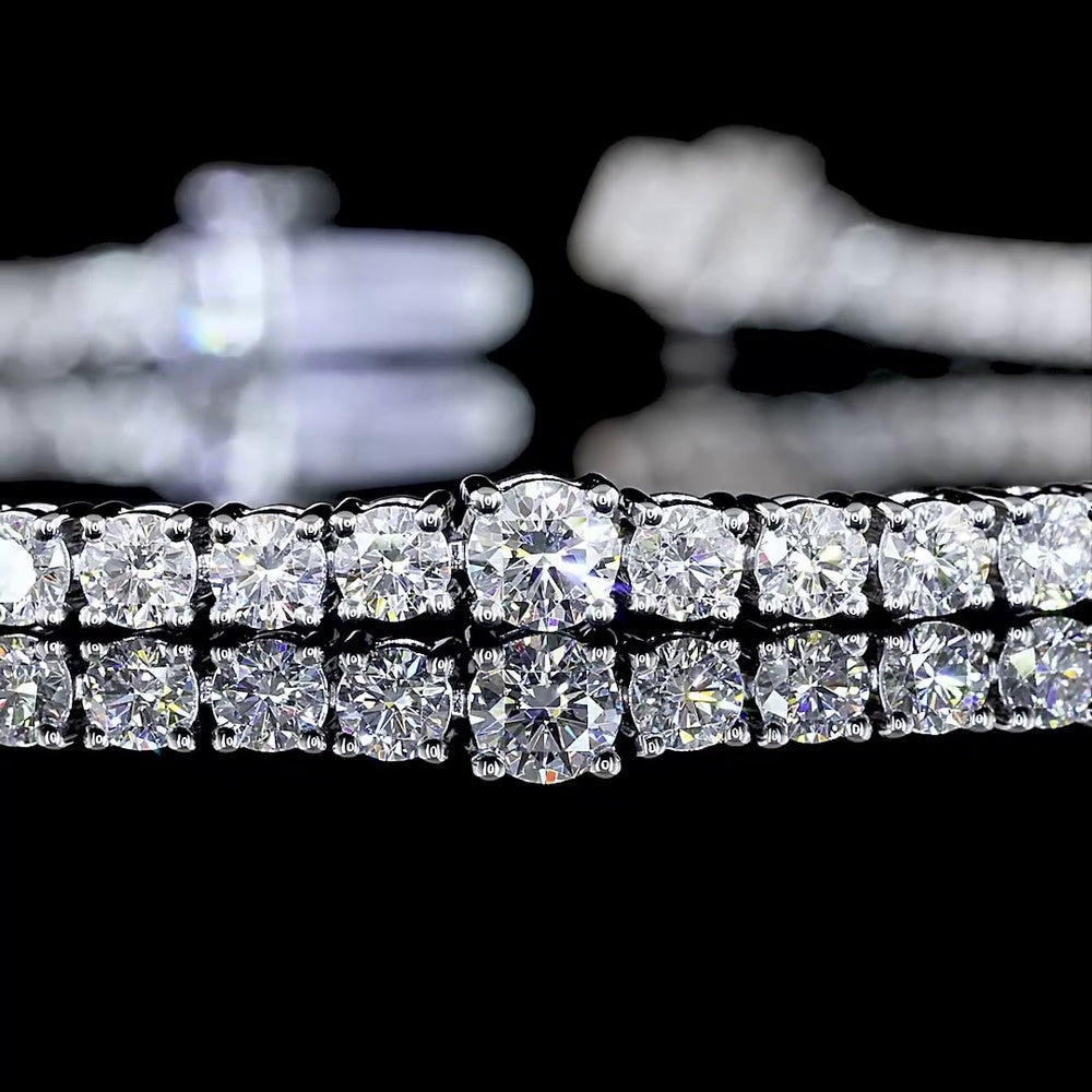 14K White Gold Station Line Tennis Bracelet with Round Brilliant Cut Lab Diamonds - 3.76 Carat Total Diamond Weight - Covaloro Fine Jewelry