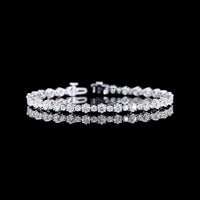 14K White Gold Station Line Tennis Bracelet with Round Brilliant Cut Lab Diamonds - 5.82 Carat Total Weight, E-F VS Clarity - Covaloro Fine Jewelry