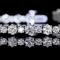 14K White Gold Station Line Tennis Bracelet with Round Brilliant Cut Lab Diamonds - 5.82 Carat Total Weight, E-F VS Clarity - Covaloro Fine Jewelry