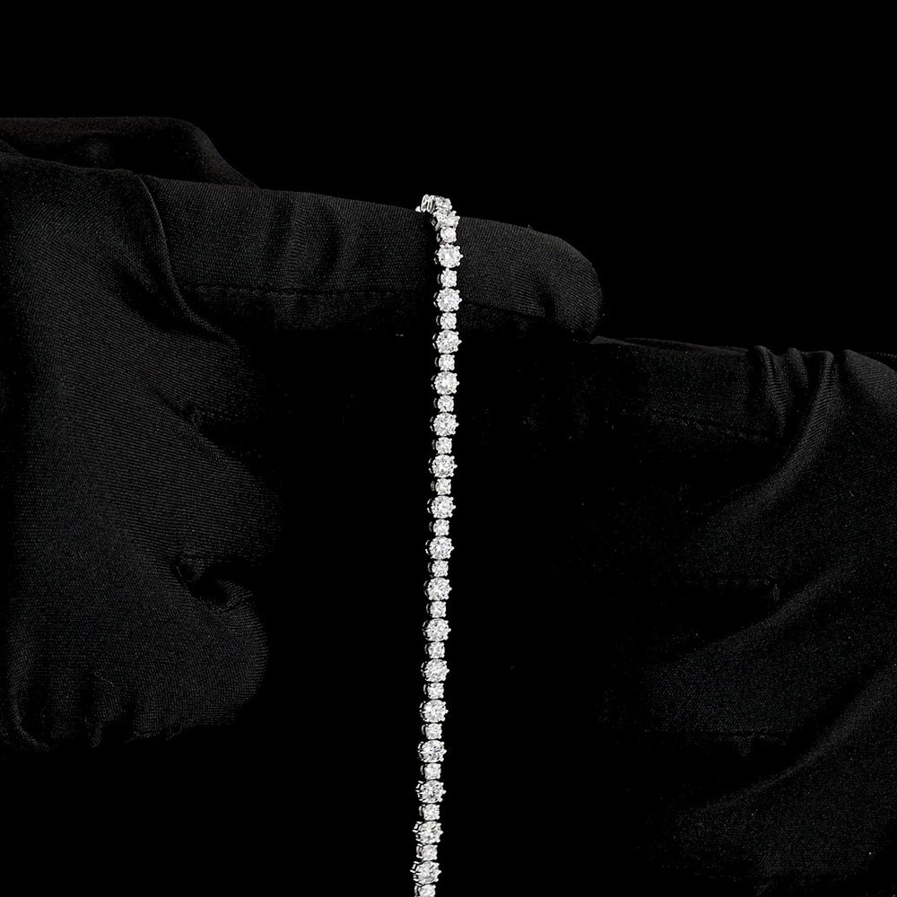 14K White Gold Station Line Tennis Bracelet with Round Brilliant Cut Lab Diamonds - 5.82 Carat Total Weight, E-F VS Clarity - Covaloro Fine Jewelry