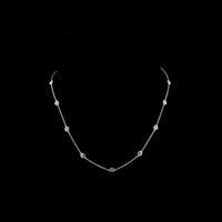 14K White Gold Station Necklace with 10 Bezel-Set Round Lab Diamonds - 1.07 Carat Total Weight - Covaloro Fine Jewelry
