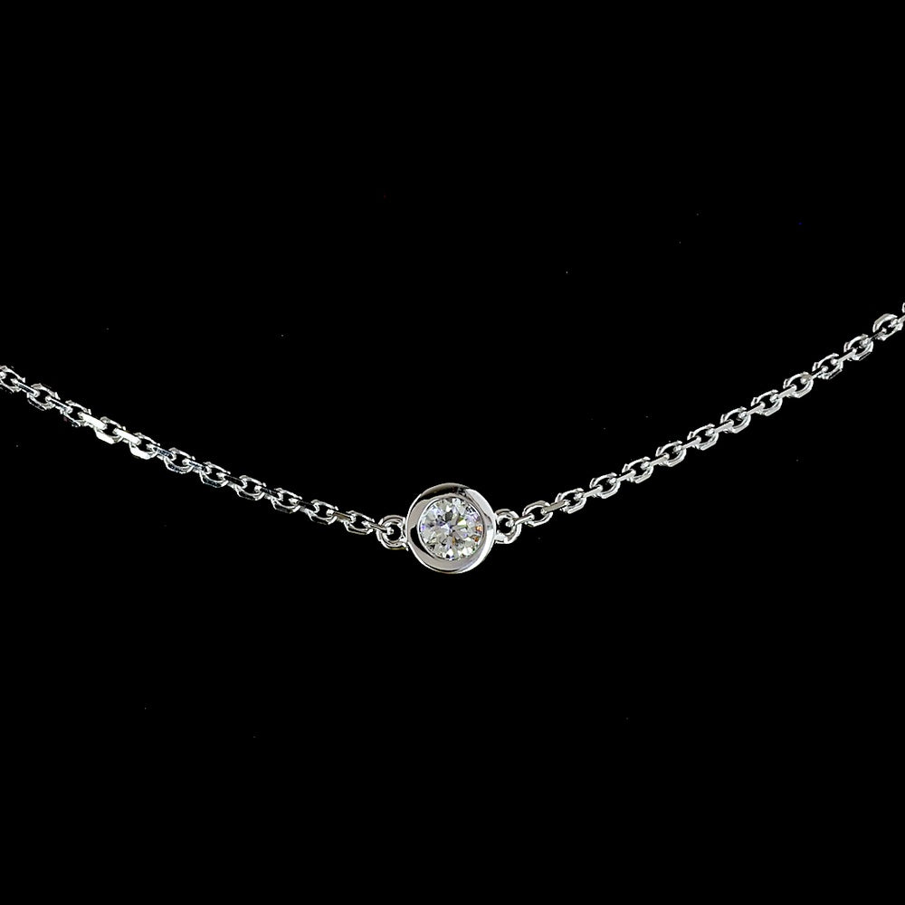 14K White Gold Station Necklace with 10 Bezel-Set Round Lab Diamonds - 1.07 Carat Total Weight - Covaloro Fine Jewelry