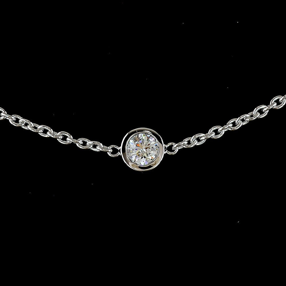 14K White Gold Station Necklace with 10 Bezel-Set Round Lab Diamonds - 2.03 Carat Total Weight, E-F VS1 Clarity - Covaloro Fine Jewelry