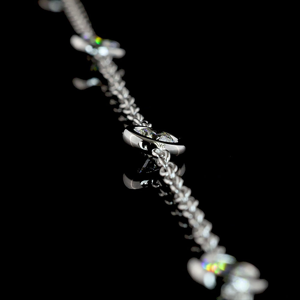 14K White Gold Station Necklace with 10 Bezel-Set Round Lab Diamonds - 2.03 Carat Total Weight, E-F VS1 Clarity - Covaloro Fine Jewelry