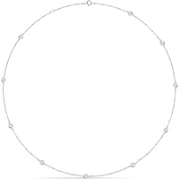 14K White Gold Station Necklace with 10 Four-Prong Set Round Diamonds - 1.25 Carat Total Diamond Weight by Auriventus
