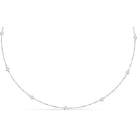14K White Gold Station Necklace with 10 Four-Prong Set Round Diamonds - 1.25 Carat Total Diamond Weight by Auriventus