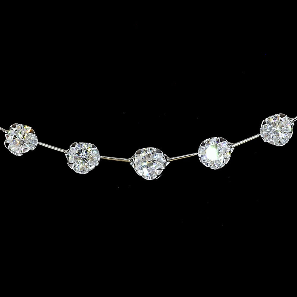 14K White Gold Station Necklace with 27 Brilliant Cut Lab Diamonds - 2.87 Carat Total Weight with E-F Color & VS1 Clarity - Covaloro Fine Jewelry