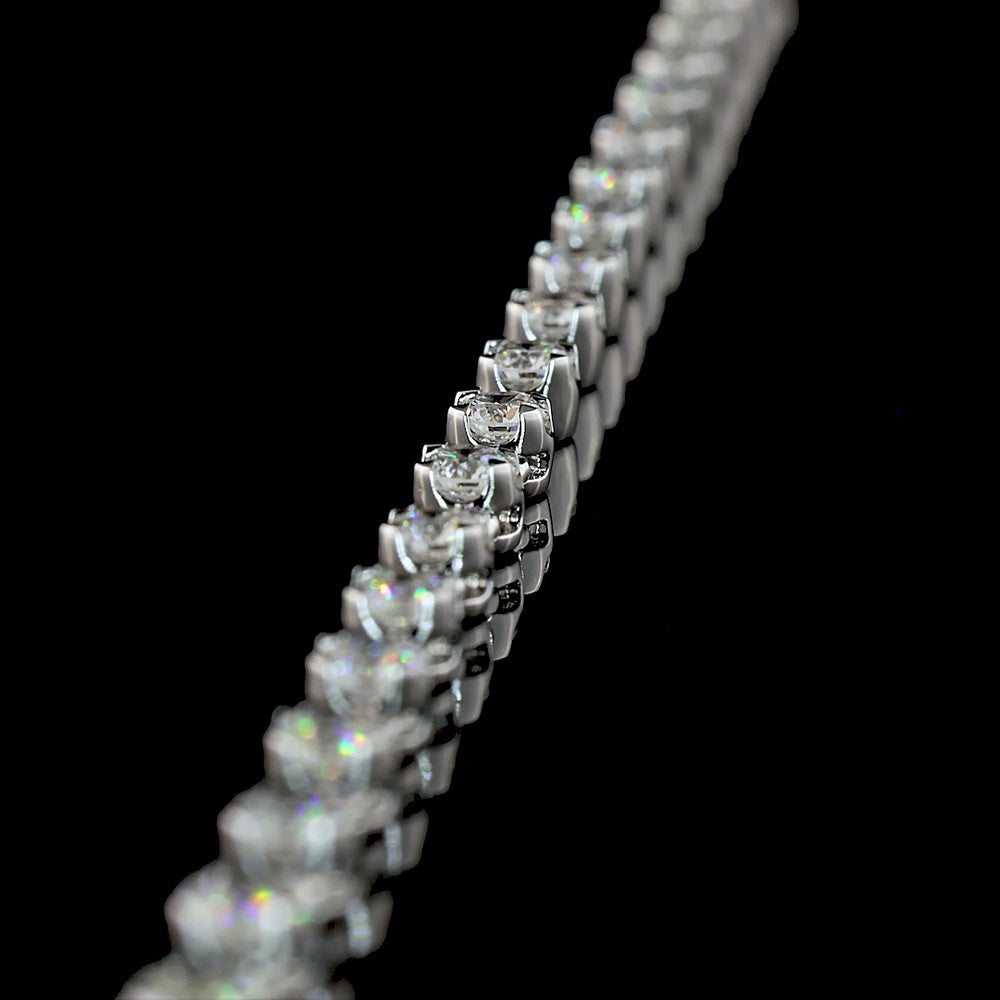 14K White Gold Station Necklace with 27 Round Brilliant Cut Lab Diamonds - 3.16 Total Carat Weight, E-F Color, VS2 Clarity - Covaloro Fine Jewelry