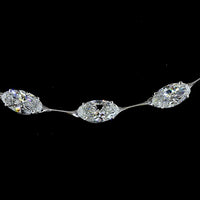 14K White Gold Station Necklace with 32 East-West Set Moval Cut Lab Diamonds - 12.75 Carat Total Weight, E-F Color VS1 Clarity - Covaloro Fine Jewelry