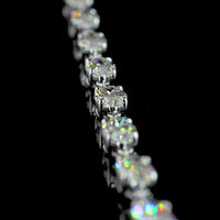 14K White Gold Station Necklace with 32 East-West Set Moval Cut Lab Diamonds - 12.75 Carat Total Weight, E-F Color VS1 Clarity - Covaloro Fine Jewelry