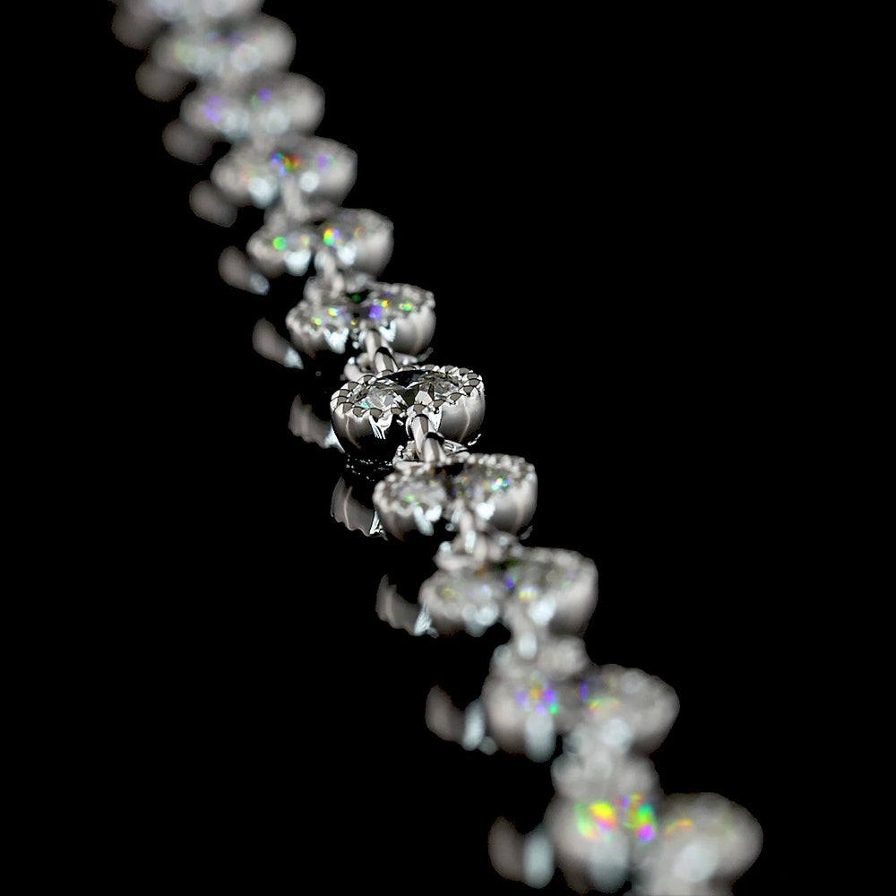 14K White Gold Station Necklace with 45 Bezel Set Brilliant Cut Lab Grown Diamonds - 4.98 Carat Total Weight - Covaloro Fine Jewelry