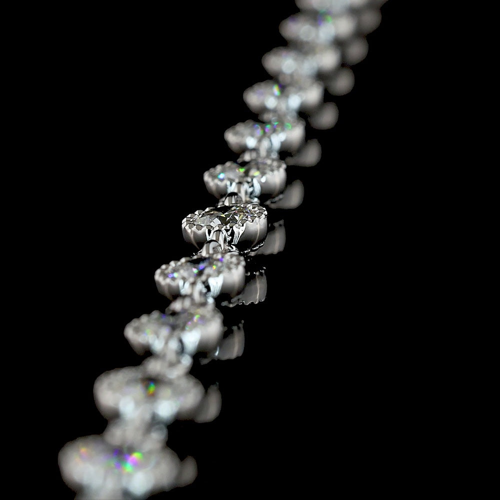 14K White Gold Station Necklace with 45 Bezel Set Brilliant Cut Lab Grown Diamonds - 4.98 Carat Total Weight - Covaloro Fine Jewelry