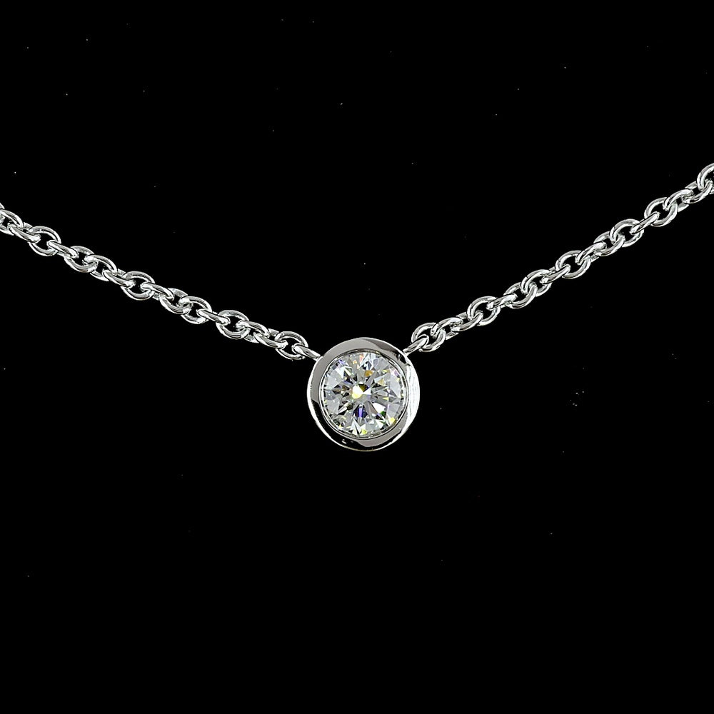 14K White Gold Station Necklace with 7 Bezel-Set Round Lab-Grown Diamonds - 2.87 Carat Total Weight, E-F VS Quality - Covaloro Fine Jewelry