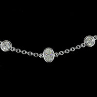 14K White Gold Station Necklace with Bezel Set Oval and Brilliant Cut Lab Diamonds - 4.26 Carat Total Weight - Covaloro Fine Jewelry